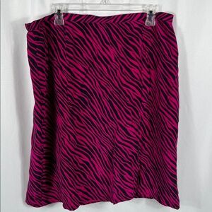 Vintage 80’s Diane Gilman Women’s Bold Zebra Print Hot Pink Skirt 1X 100% Silk